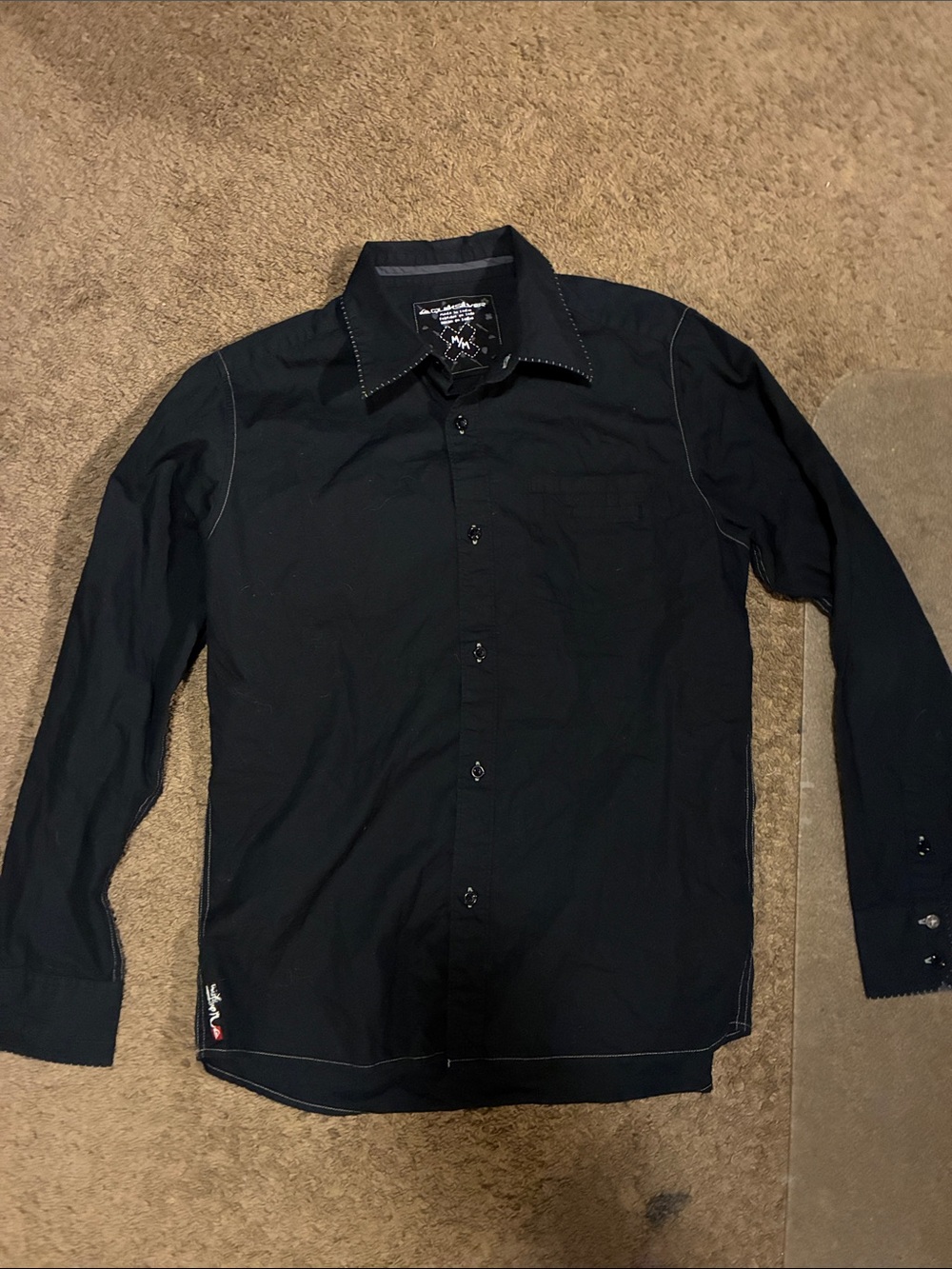 Quiksilver goth Black Long-Sleeve Button-Up Shirt